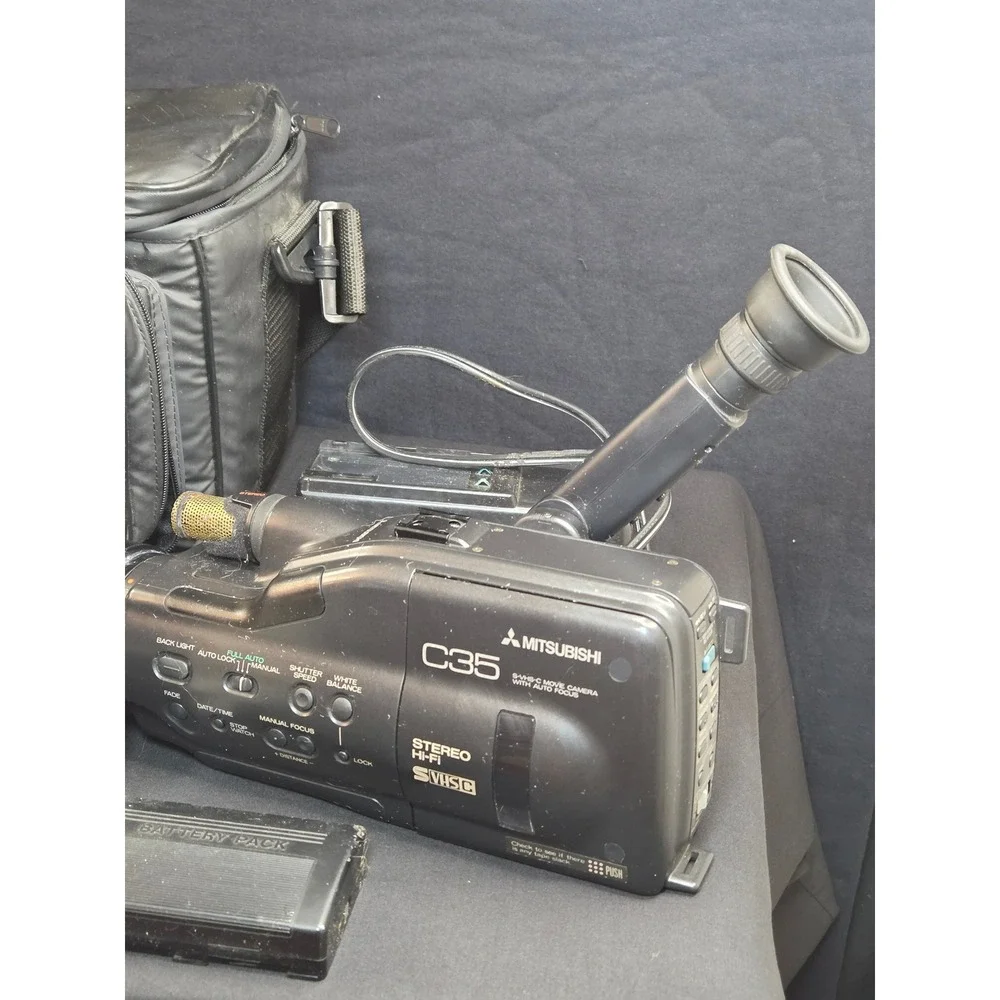Vintage Mitsubishi HS-C35 S-VHS-C‎ Camcorder Bundle with Lenses and Bag 1992